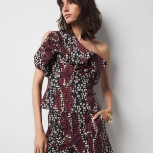 Petite One-Shoulder Drama Sateen Bustier