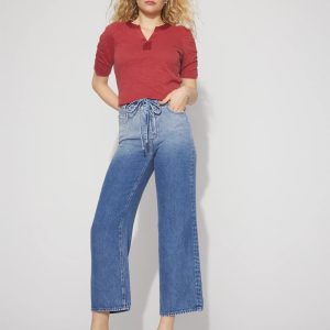 Extra High-Rise Wide-Leg Tie-Waist Cropped Jean