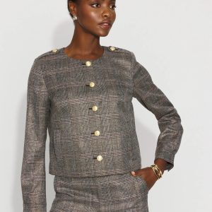 Metallic Plaid Cropped Jacket