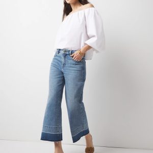 High-Rise Released Hem Wide Leg Cropped Jean