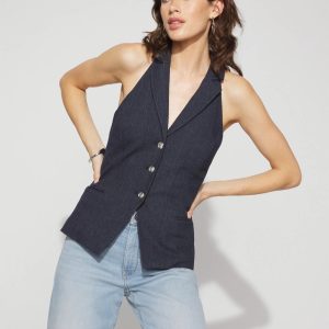 Longline Halter Vest with Lace-Up Back
