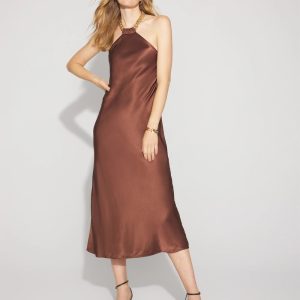 Chain Detail Satin Slip Dress