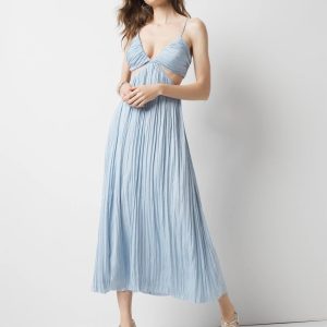 Textured Satin Cutout Midi Dress