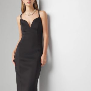 Petite Little Black Halter Midi Dress