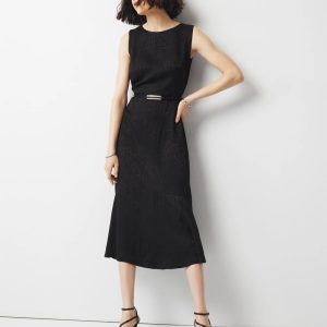 Petite Animal-Print Jacquard Midi Dress