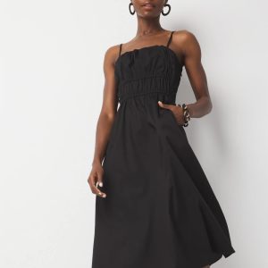 Poplin Tie Back Midi Dress