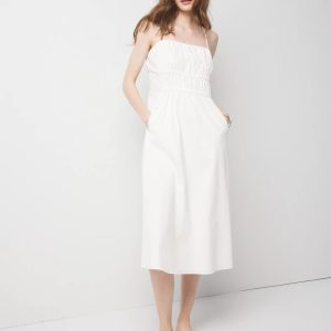 Poplin Tie Back Midi Dress