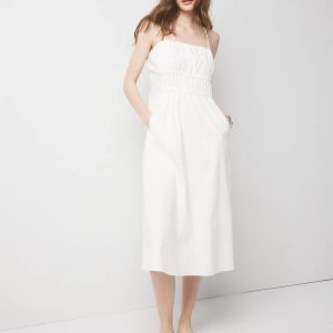 Petite Poplin Tie Back Midi Dress