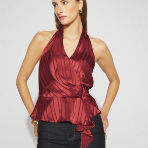 Satin Surplice Halter Top