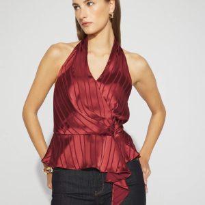 Satin Surplice Halter Top