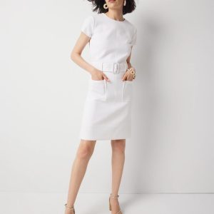 Belted Ponte Shirt Dress