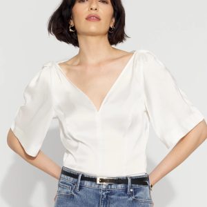 Satin Twist-Shoulder Top