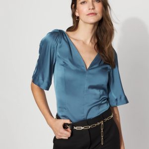 Satin Twist-Shoulder Top