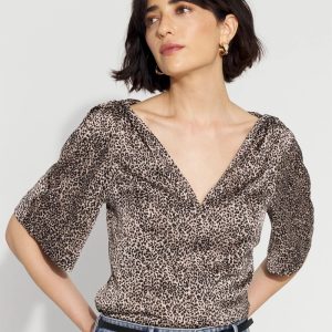 Satin Twist-Shoulder Top