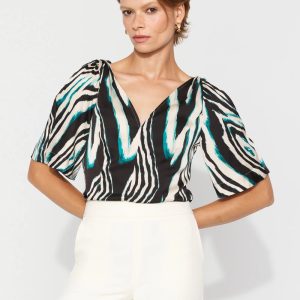 Satin Twist-Shoulder Top