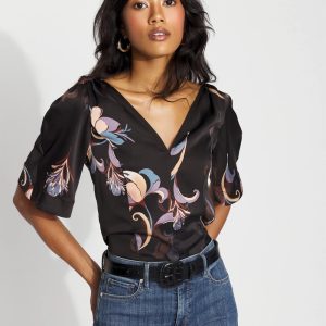 Satin Twist-Shoulder Top