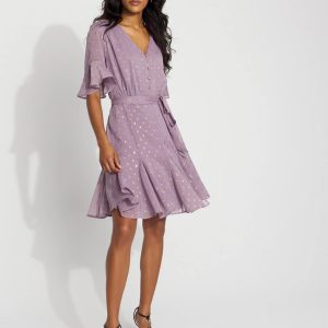 Petite Godet Dress with Metallic Clip