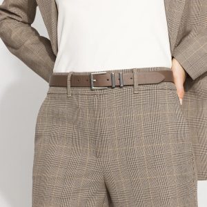 Silver Buckle Taupe Pant Belt