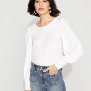 Long Sleeve Tee with Smocked Cuffs