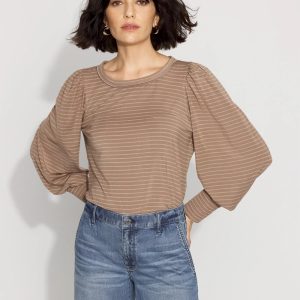 Long Sleeve Tee with Smocked Cuffs