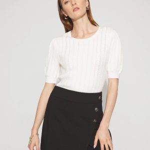 Pointelle Puff Sleeve Sweater