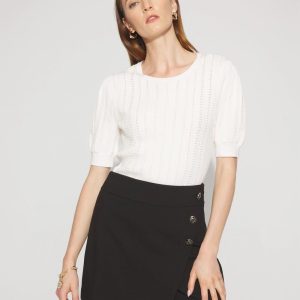 Pointelle Puff Sleeve Sweater