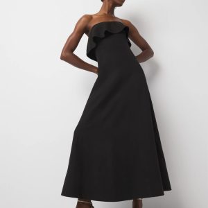 Linen-Blend Strapless Maxi Dress