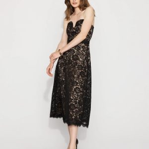 Strapless Lace Midi Dress