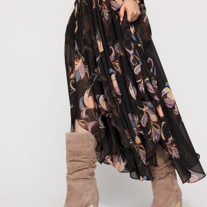 Suede Slouchy Mid-Heel Boot