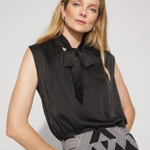 Bubble Hem Tie-Neck Shell