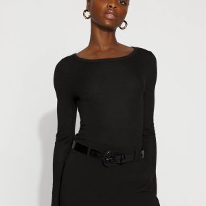 WHBM FORME™ Ribbed Stretch Metallic Long-Sleeve Tee