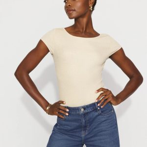 WHBM FORME™ Ribbed Stretch Metallic Tee