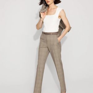 High-Rise Plaid Zoey Straight Pant