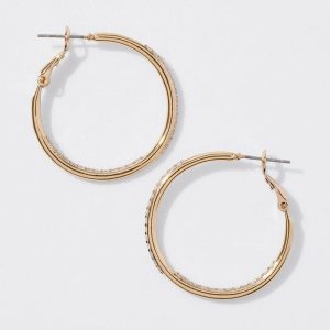 Gold Small Pave Hoop Earring