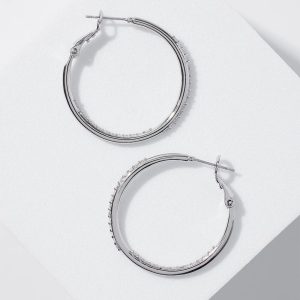 Silver Small Pave Hoop Earrings